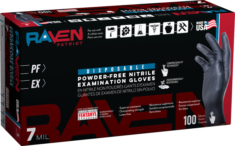 SAS 66484 X-Large Raven Patriot Nitrile Gloves - Compression Fit, Heavy-Duty Automotive Use