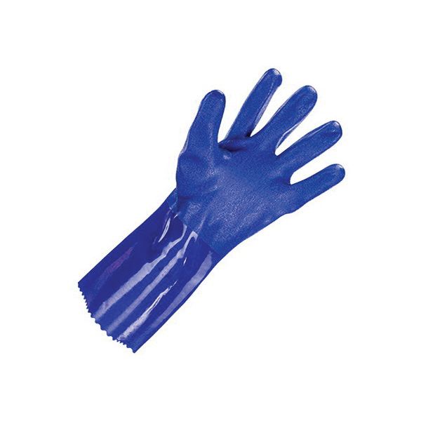 SAS 6553 Dipped Gloves Large Blue PVC, Rough Finish for Chemical Processing