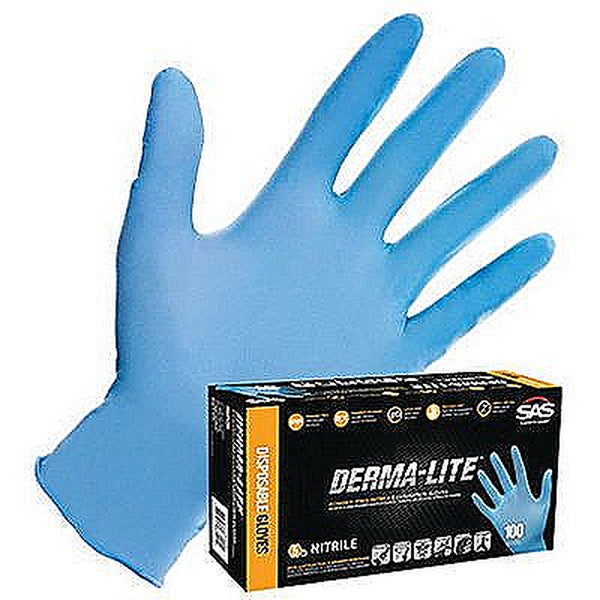 SAS® Derma-Lite® 6609 Disposable Gloves, X-Large, Nitrile, Blue