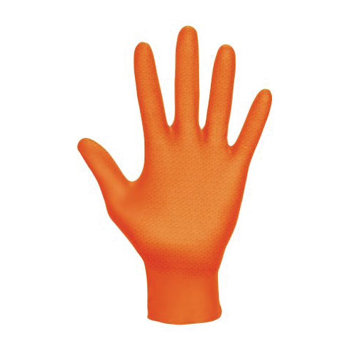 SAS Safety Corp. Astro-Grip 66474 Latex-Free Disposable Gloves, X-Large, Nitrile, Orange — view 3