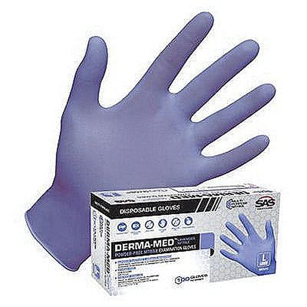 SAS® Derma-Med® 66523 Disposable Gloves, Large, Nitrile, Purple