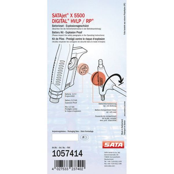 SATA 1057414 Battery Kit, Use With: SATAjet X 5500 Spray Gun
