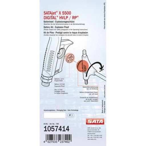 SATA 1057414 Battery Kit, Use With: SATAjet X 5500 Spray Gun