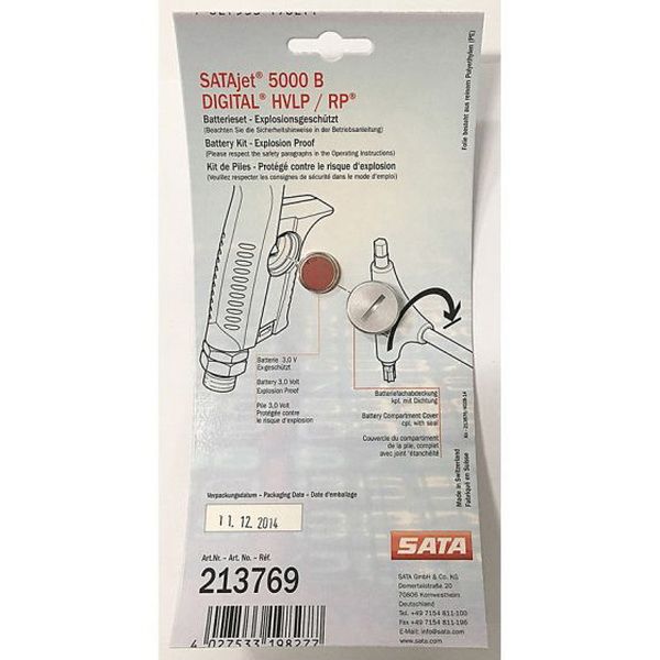 213769 Battery Kit, Use With: SATAjet 5000 B Spray Gun