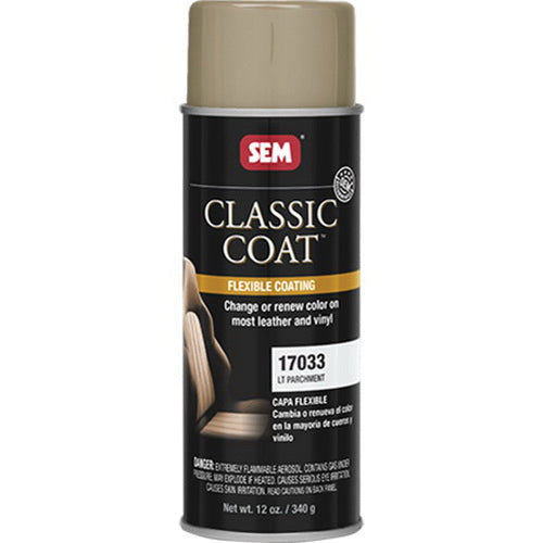SEM Classic Coat 17033 Flexible Coating, 16 oz Aerosol Can, Light Parchment, 24 hr Curing, Aerosol