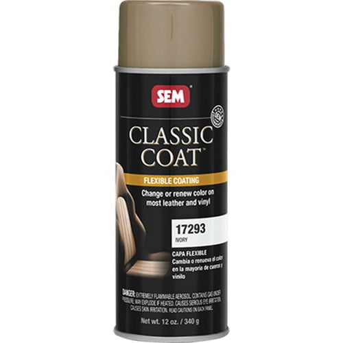 SEM Classic Coat 17293 Flexible Coating, 16 oz Aerosol Can, Ivory, 24 hr Curing, Aerosol