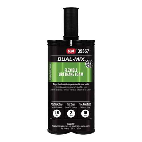 SEM Dual-Mix 39357 Flexible Urethane Foam, 7 oz Cartridge, Liquid, Black, 15 sec at 70 deg F Applica