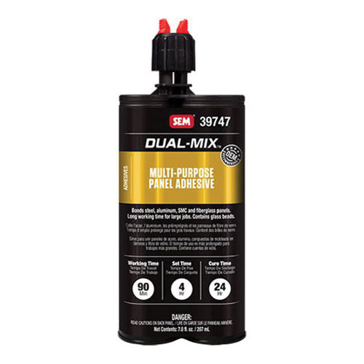 Dual-Mix™ 39747 Multi-Purpose 2-Component Panel Adhesive, 7 oz Cartridge, Liquid, Black, 90 min Application