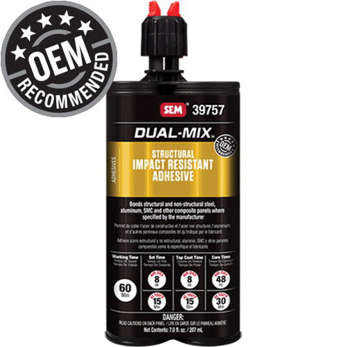 SEM Dual-Mix 39757 Structural Impact-Resistant Adhesive, 7 oz Cartridge, Liquid, Black