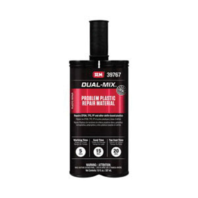 Dual-Mix™ 39767 Problem Plastic Repair Material, 7 oz Cartridge, Liquid, Gray, 5 min Application, 1 hr Curing