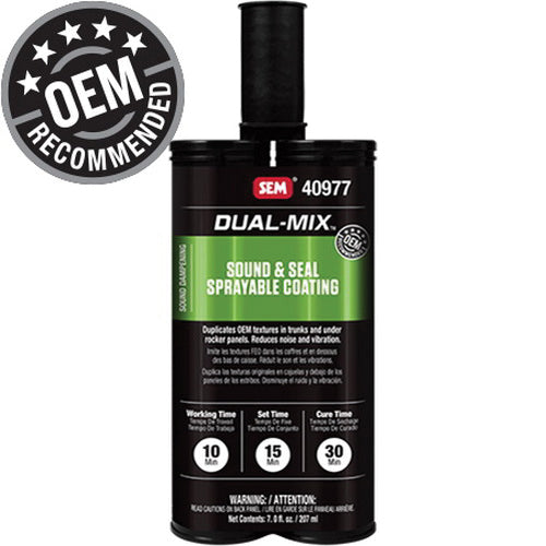 SEM Dual-Mix 40977 Sound and Seal Sprayable Coating, 7 oz Cartridge, Dark Gray, Liquid, 1 hr Curing