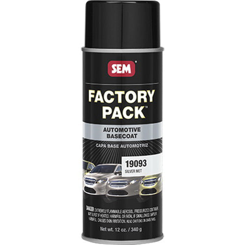 SEM Factory Pack 19093 Automotive Basecoat, 16 oz Aerosol Can, Silver Met, RTU Mixing