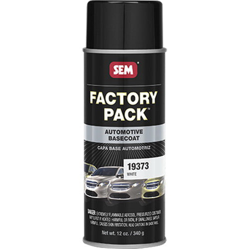 SEM Factory Pack 19373 Automotive Basecoat, 16 oz Aerosol Can, White, RTU Mixing