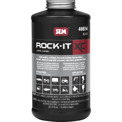 SEM Rock-It XC 46654 Truckbed Liner, 1 qt Bottle, Black, Liquid, 102 sq-ft/gal Coverage
