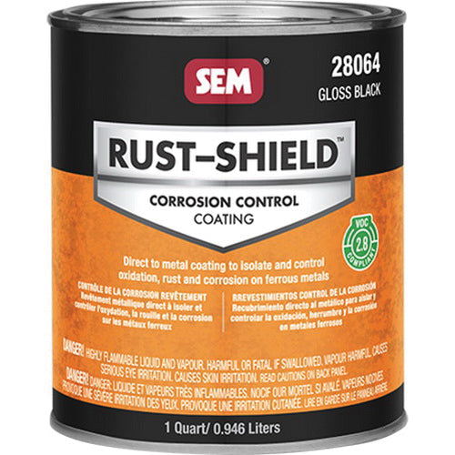 SEM Rust Shield 28064 2800 Series Corrosion Control Coating, 1 qt Can, Gloss Black, 250 sq-ft/gal Co