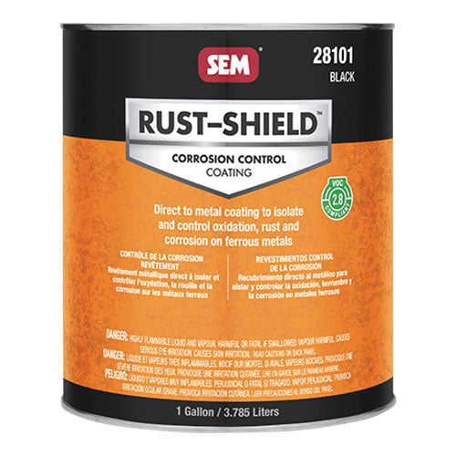 SEM Rust Shield 28101 2800 Rust Shield Coating, 1 gal, Black, 250 sq ft Coverage, 24 to 48 hr Curing