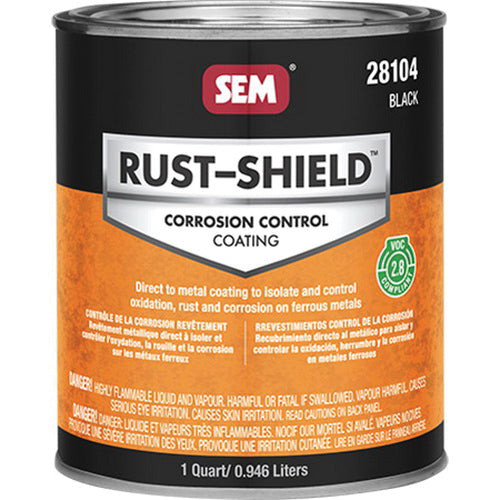 SEM Rust Shield 28104 2800 Series Corrosion Control Coating, 1 qt Can, Black, 250 sq-ft/gal Coverage