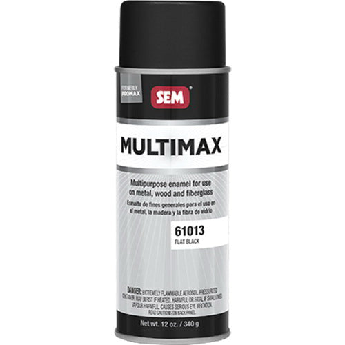 SEM MULTIMAX 61013 Enamel Paint, 16 oz Aerosol Can, Flat Black, 5 to 10 min Curing, 70 deg F