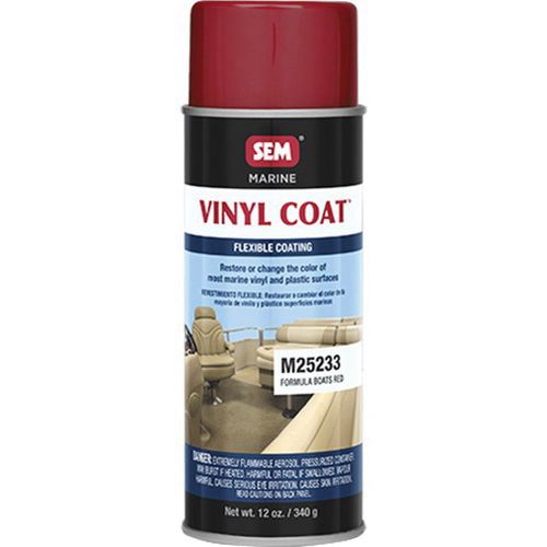 SEM Vinyl Coat M25233 Flexible Coating, 16 oz Aerosol Can, Formula Boats Red, 24 hr Curing, Aerosol