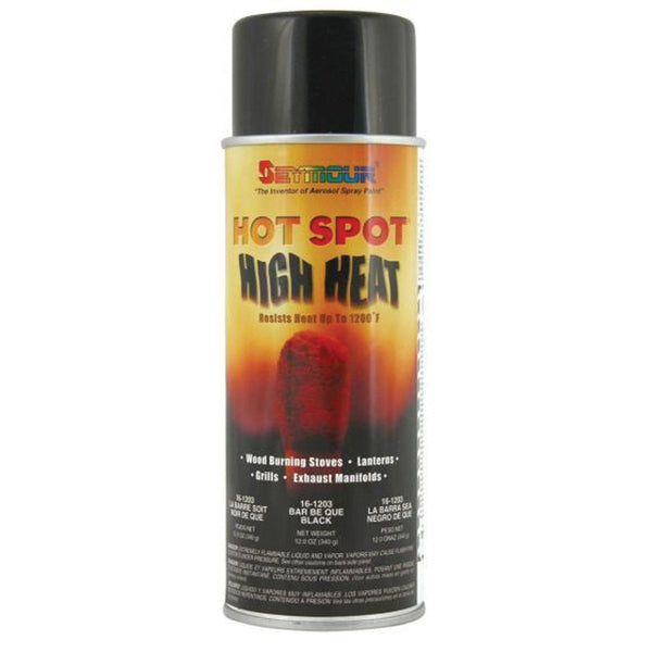 Seymour Paints Hot Spot 16-1203 Heat Resistant Spray Paint, 16 fl-oz Aerosol Can, Black, 15 sq-ft Co