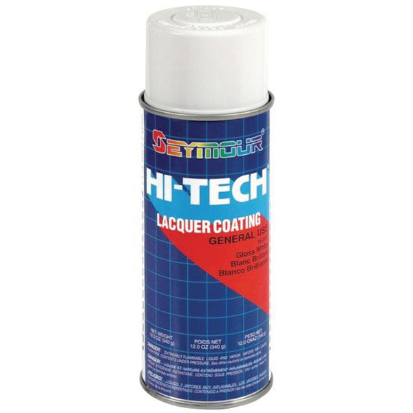 SEYMOUR® Hi-Tech® 16-813 Fast Drying Lacquer Spray Paint, 16 fl-oz Aerosol Can, White, 15 sq-ft Coverage