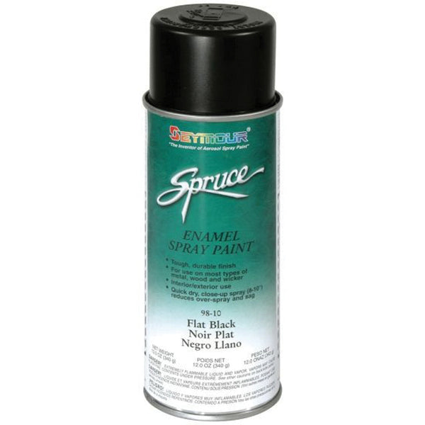 Seymour Paints Spruce 98-10 Enamel Spray Paint, 16 fl-oz Aerosol Can, Flat Black, 15 sq-ft Coverage