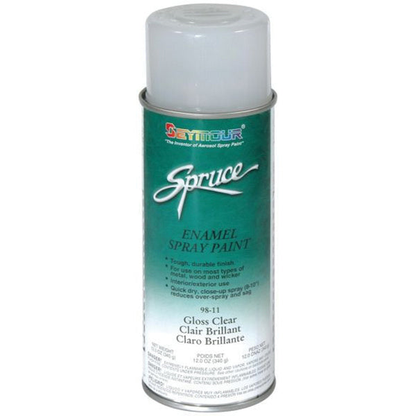 SEYMOUR® Spruce® 98-11 Enamel Spray Paint, 16 fl-oz Aerosol Can, Clear, 15 sq-ft Coverage