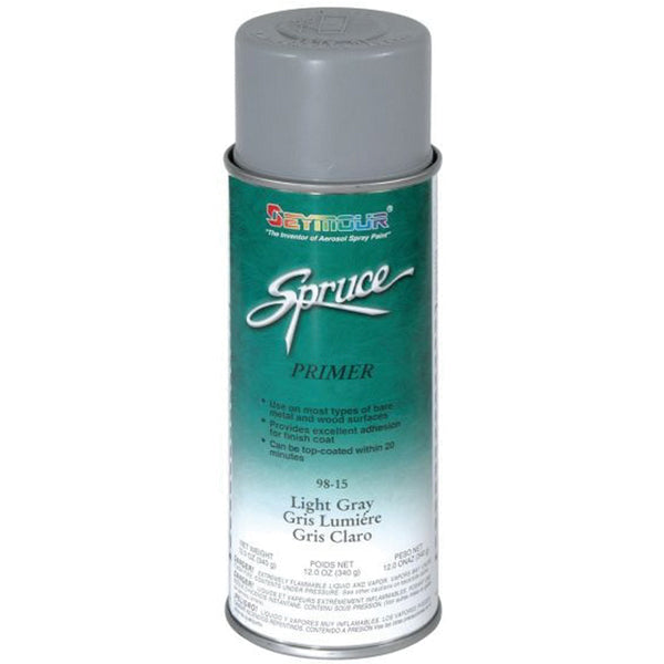 SEYMOUR® Spruce® 98-15 Fast Dying Primer, 16 fl-oz Aerosol Can, Light Gray, 50.4% VOC, 15 sq-ft Coverage