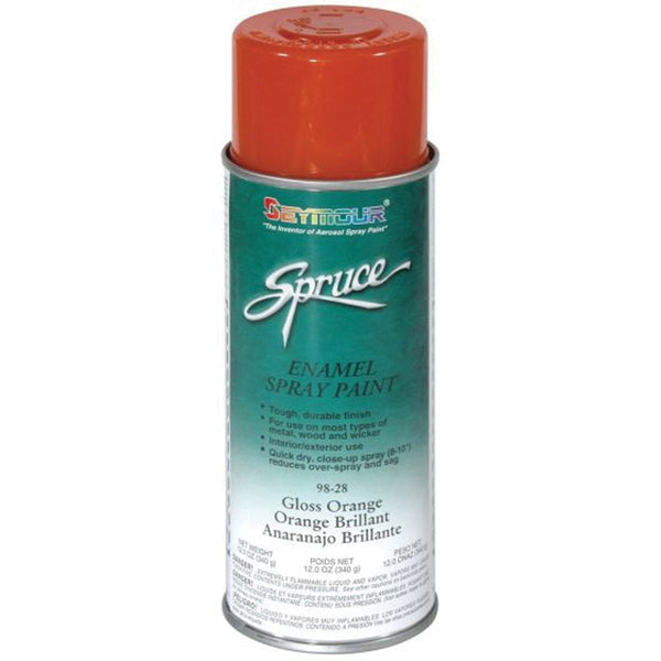 SEYMOUR® Spruce® 98-28 Enamel Spray Paint, 16 fl-oz Aerosol Can, Orange, 15 sq-ft Coverage