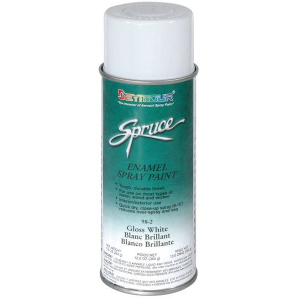 SEYMOUR® Spruce® 98-2 Enamel Spray Paint, 16 fl-oz Aerosol Can, White, 15 sq-ft Coverage