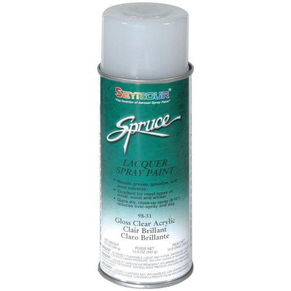 SEYMOUR® Spruce® 98-31 Fast Drying Lacquer Spray Paint, 16 fl-oz Aerosol Can, Clear Acrylic, 15 sq-ft Coverage