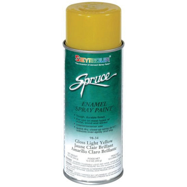 SEYMOUR® Spruce® 98-34 Enamel Spray Paint, 16 fl-oz Aerosol Can, Light Yellow, 15 sq-ft Coverage