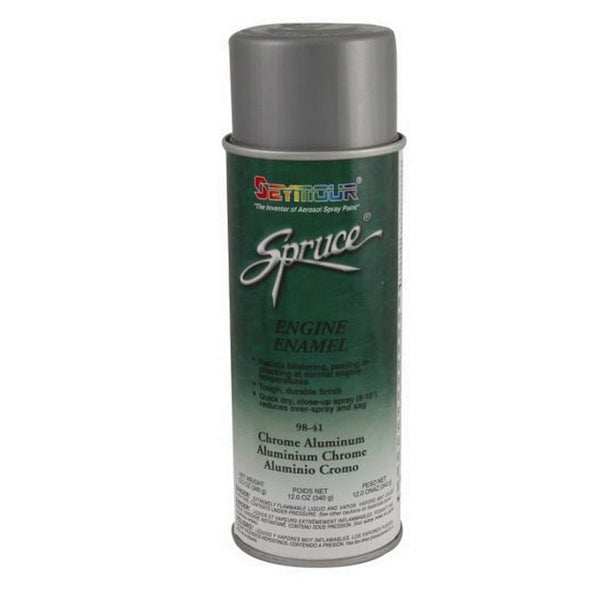 SEYMOUR® Spruce® 98-41 Fast Dry Engine Enamel Spray Paint, 16 fl-oz Aerosol Can, Aluminum, 15 sq-ft Coverage