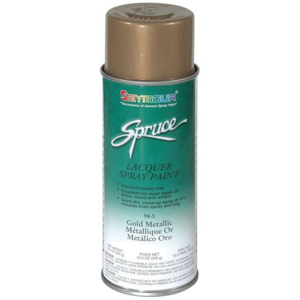 Seymour Paints Spruce 98-5 Fast Drying Metallic Spray Paint, 16 fl-oz Aerosol Can, Gold, 15 sq-ft Co