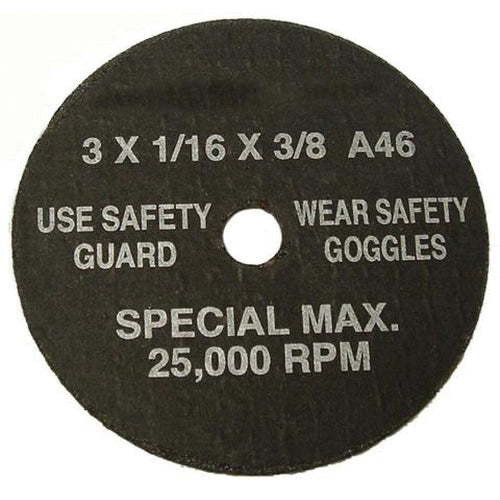 S & G Tool Aid Corp. AID 94860 Type 1 Cut-Off Wheel, 3 in Dia x 1/16 in THK, 3/8 in Center Hole, Alu