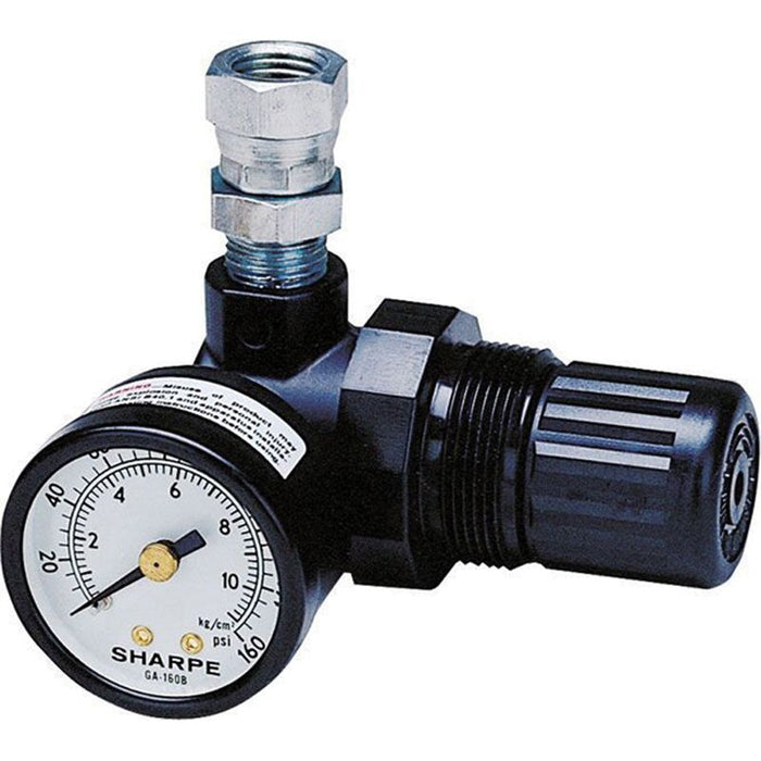 Sharpe 1410 16C-MR Series Mini Air Regulator, 1/4 in FNPSM Inlet x 1/4 in FNPSM Outlet, 22 cfm, 0 to