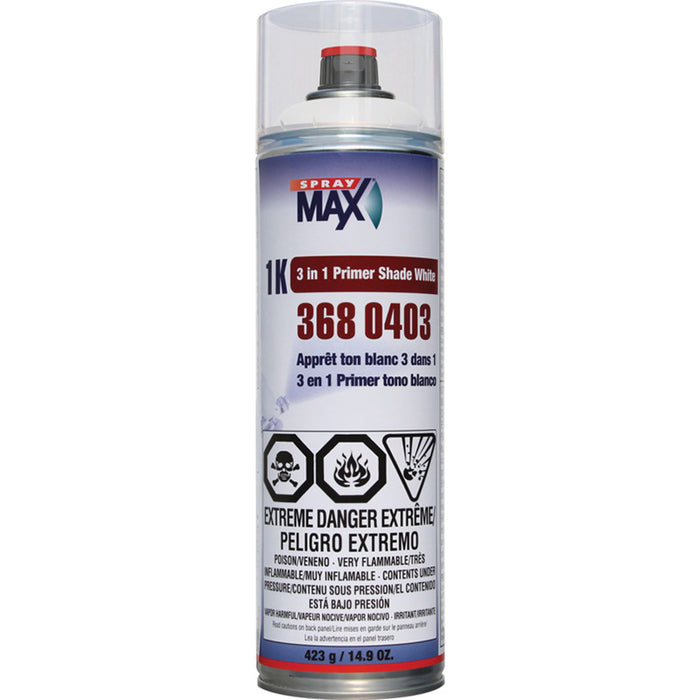 SprayMax® 3680403 3 in 1 Primer, 500 mL Aerosol Can, Matte White, 5.4 to 8.1 sq-ft Coverage