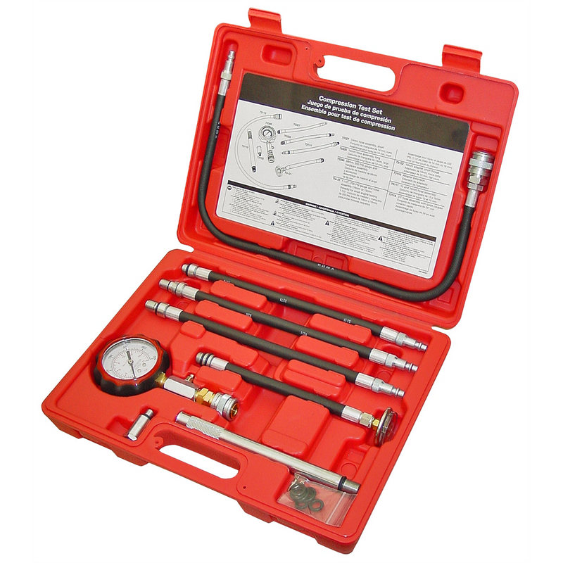TU-30A Compression Test Kit with 24" Hose, Multiple Spark Plug Seat Adapters and Storage