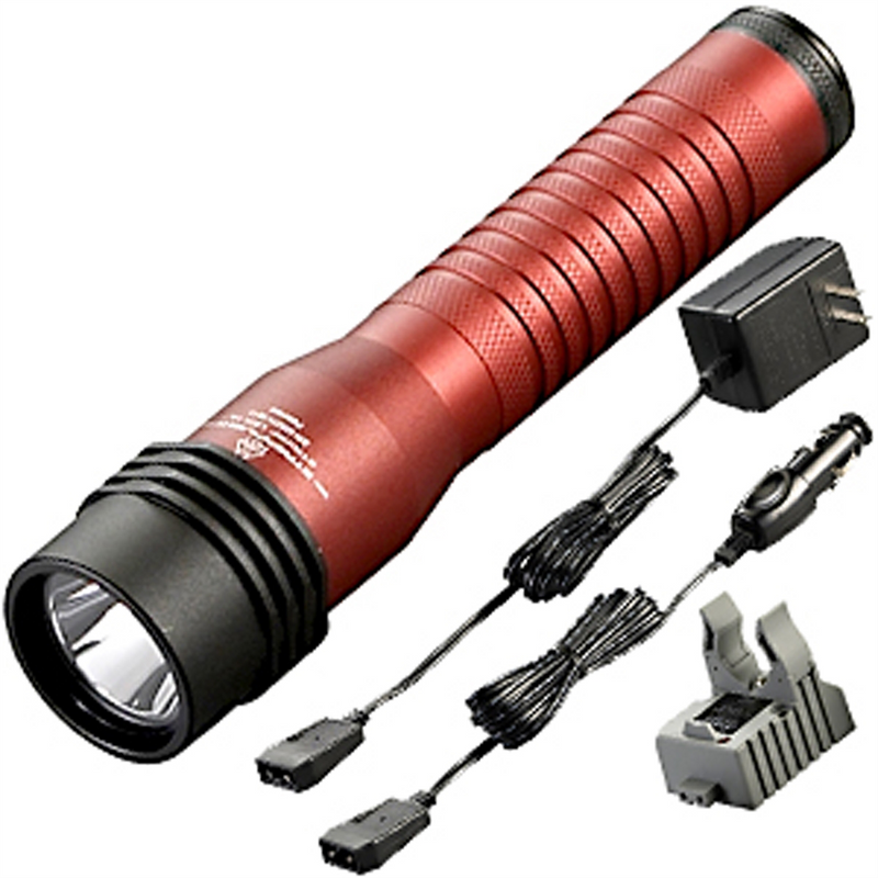 Strion LED HL Rechargeable Flashlight 120V/100V AC/12V DC -1 Holder - Clam- Red