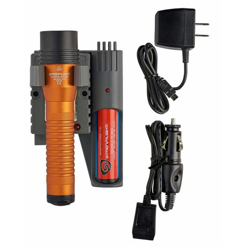 Strion LED HL Rechargeable Flashlight 120V/100V/12V DC PiggyBack - Color Orange