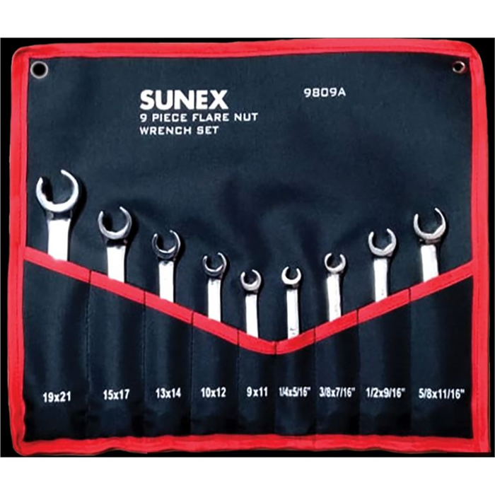 Sunex Tools 9 Pc Polish SAE Metric Flare Nut Wrench Set