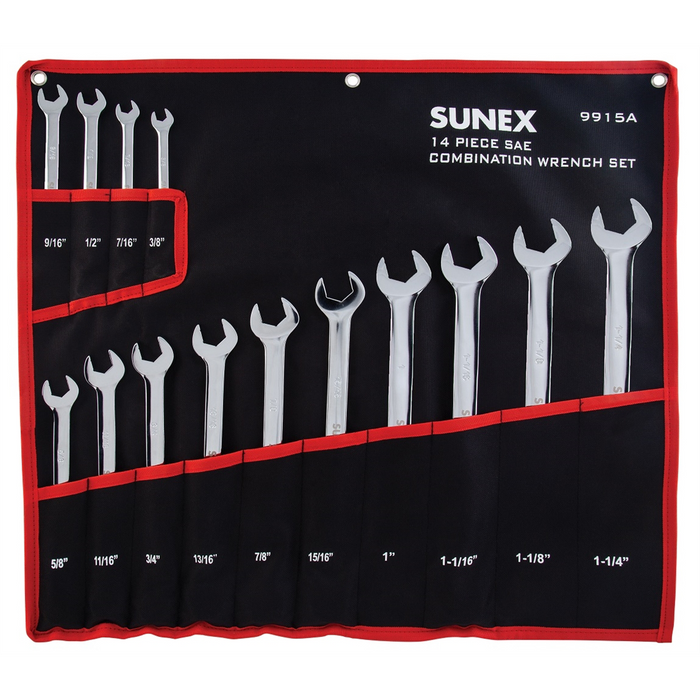 Sunex Tools Pc. SAE Full Polish V-Groove Combi Wrench Set