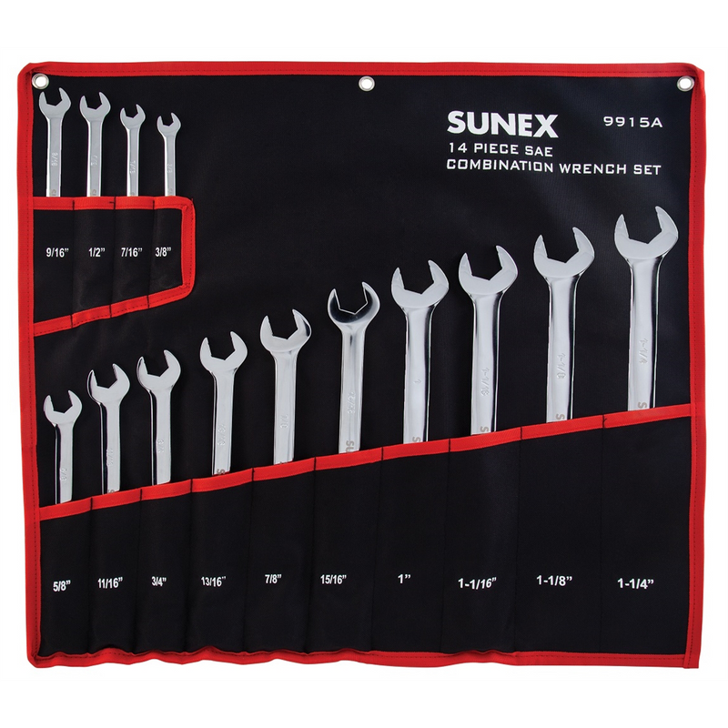 Pc. SAE Full Polish V-Groove Combi Wrench Set
