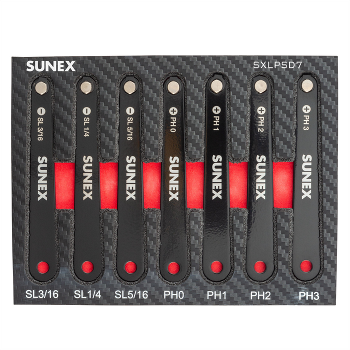 Sunex Tools Low Profile Diamond Coated Phillips & Slotted 7 Piece Screwdriver Set in EV