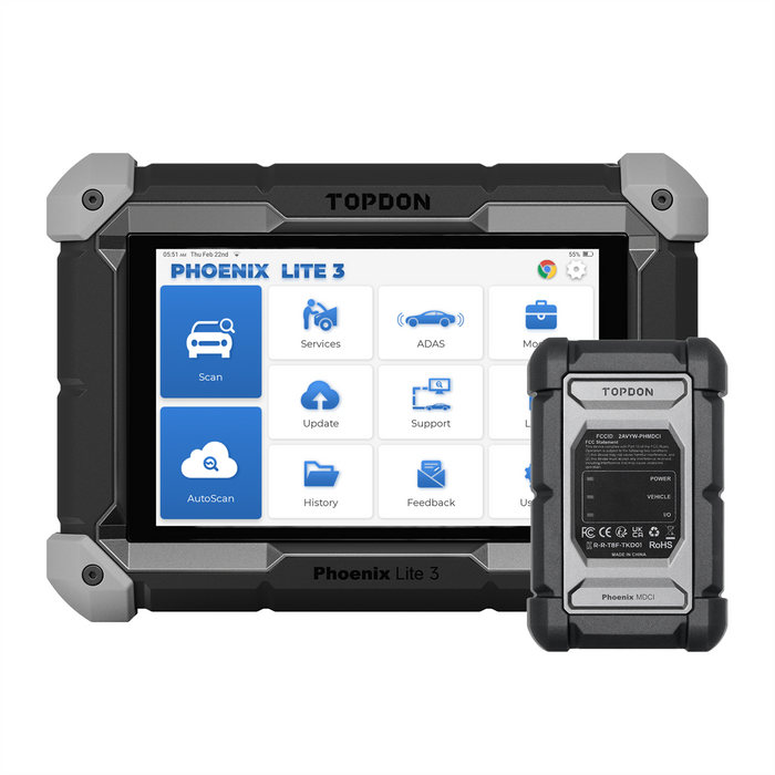 Topdon Phoenix Lite 3 - 8" OE-Level Scan Tool, Serv Funcs, Bi-Directional Controls