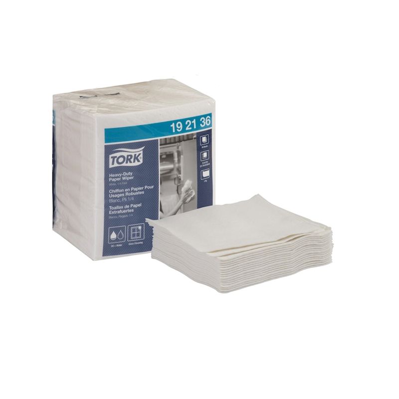 Tork / SCA Tissue Tork 192136 Heavy Duty 1/4 Fold Wiper, 13 in L x 12-1/2 in W, 56, Paper/Double Re-