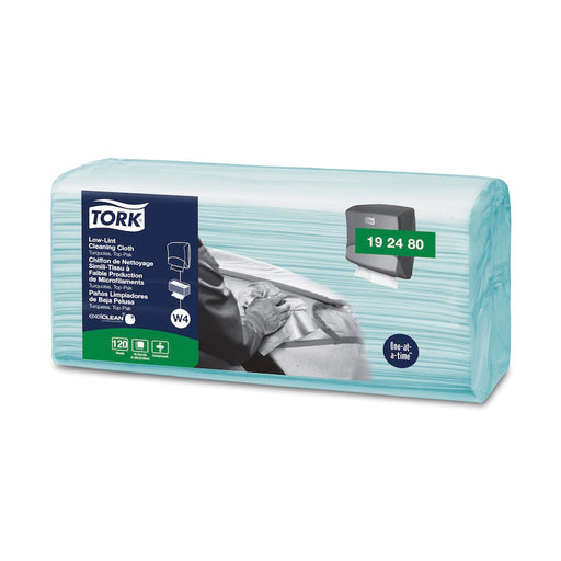 Tork / SCA Tissue Tork 192480 Top-Pak Low-Lint 1-Ply Cleaning Cloth, 4.3 in L x 14 in W Folded, Clot