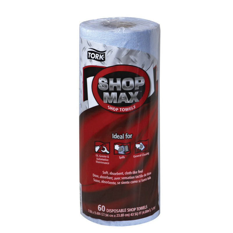 Tork / SCA Tissue Tork ShopMax 450360 Dry Wipe Towel Roll, 47 ft L x 11 in W Roll, 30, Paper, Blue,