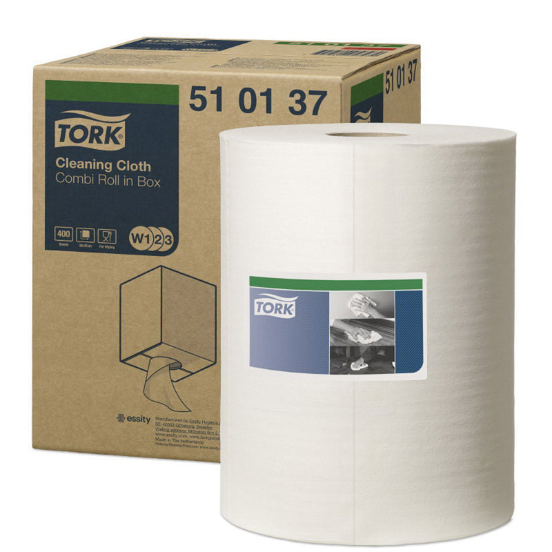 Tork 510137 Centerfeed Cleaning Cloth, 9.84 in Dia x 416.67 ft L x 12.6 in W Roll,