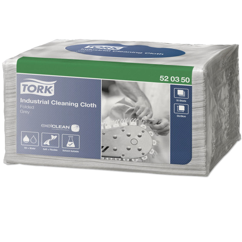 Tork 520350 Industrial Cleaning Cloth Gray, 15.16 in Square, 55-Count Box, Cellulose/Synthetic Fiber